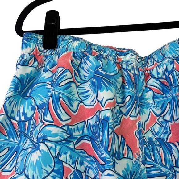 Vineyard Vines Tropical Blue Hibiscus Swim Trunks Elastic Waist Lined Size M - Picture 7 of 11